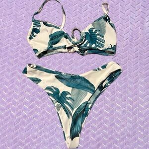 Zaful Blue/Green and White Bikini Set